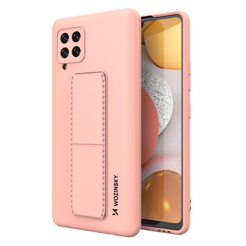 Wozinsky Kickstand Case silikoni kotelo jalustalla Samsung Galaxy A42 5G vaaleanpunainen