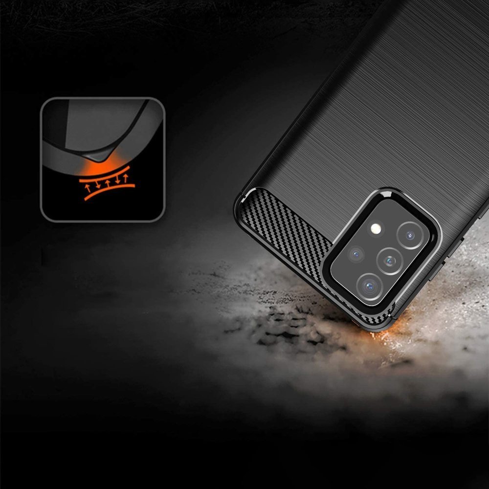 Carbon Case Joustava kansi TPU asia Samsung Galaxy A72 4G musta