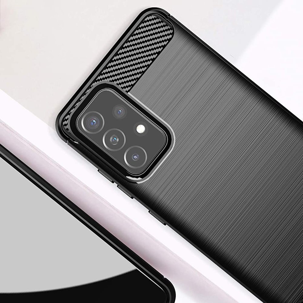 Carbon Case Joustava kansi TPU asia Samsung Galaxy A72 4G musta