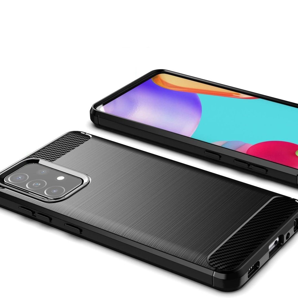 Carbon Case Joustava kansi TPU asia Samsung Galaxy A72 4G musta