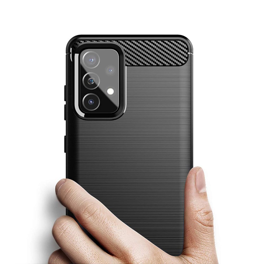 Carbon Case Joustava kansi TPU asia Samsung Galaxy A72 4G musta