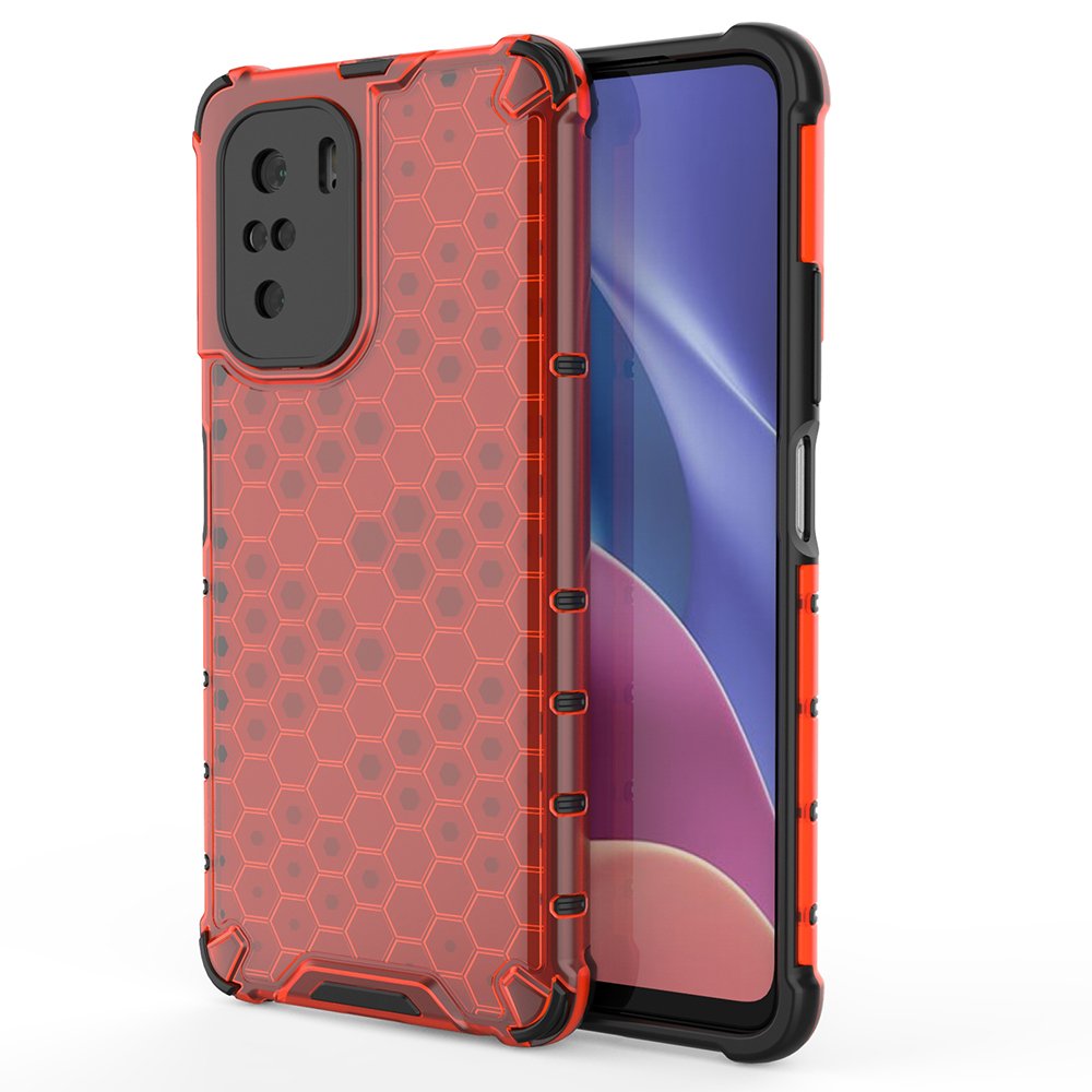 Honeycomb TPU Puskuri Kansi Xiaomi Redmi K40 Pro / K40 / Poco F3 Punainen