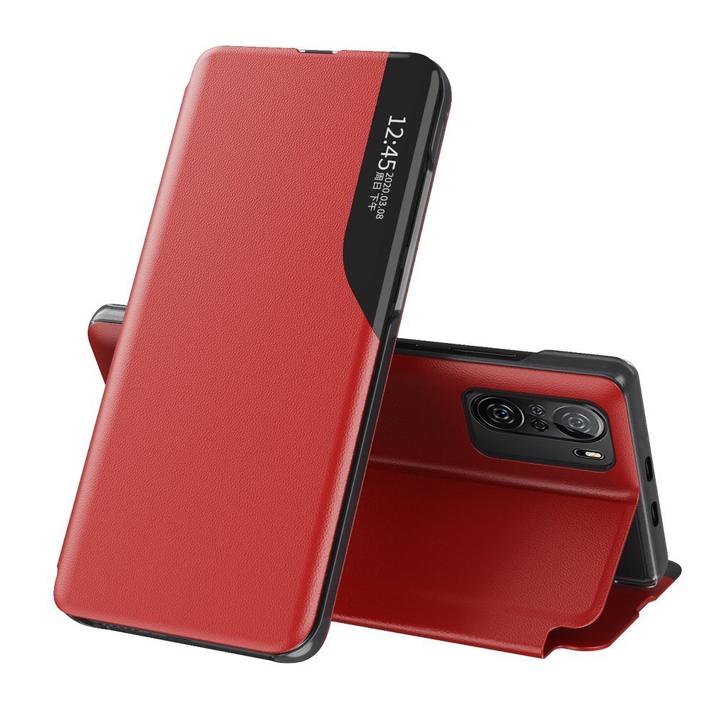 Eco Nahka Elegantti Flip Cover Case jalusta Xiaomi Redmi K40 Pro / K40 / Poco F3 Punainen