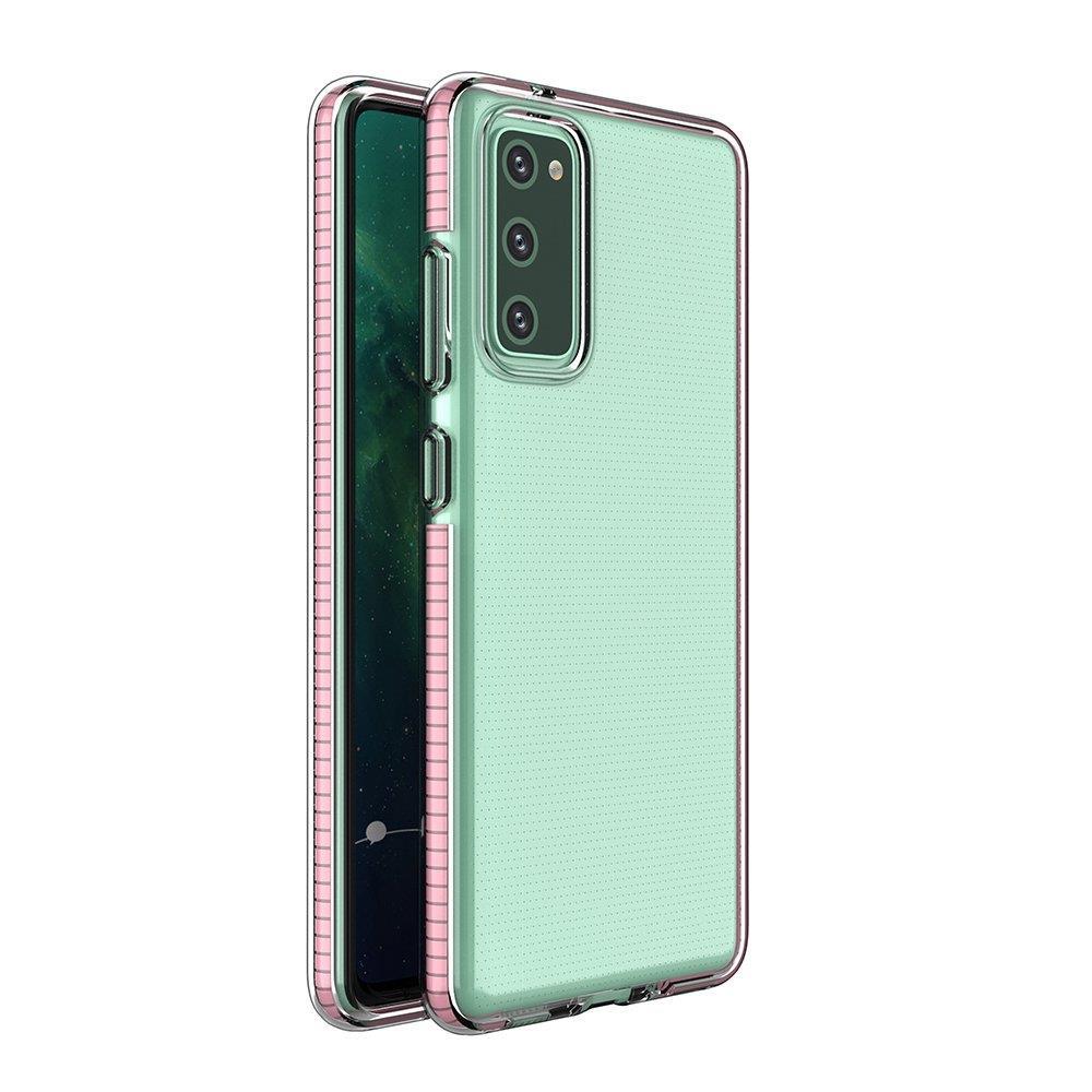 Spring Case TPU geeli suojakuori värikäs kehys Samsung Galaxy A02s EU vaaleanpunainen