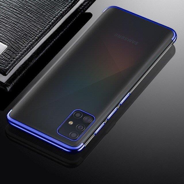 Kirkas väri Asia Geeli TPU Galvanointi kehys kansi Samsung Galaxy A72 4G sininen
