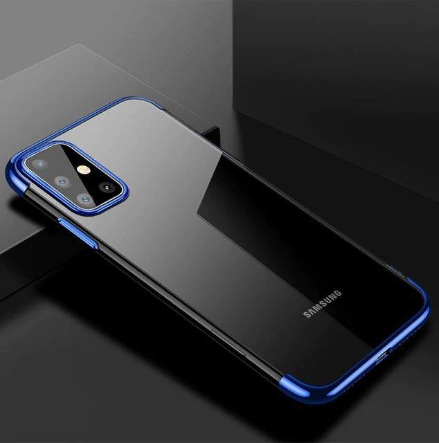 Kirkas väri Asia Geeli TPU Galvanointi kehys kansi Samsung Galaxy A72 4G sininen