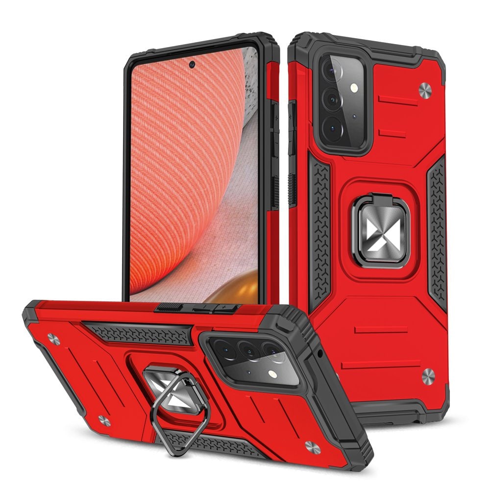 Wozinsky Ring Armor Case Kickstand Kova Rugged Cover for Samsung Galaxy A72 4G punainen