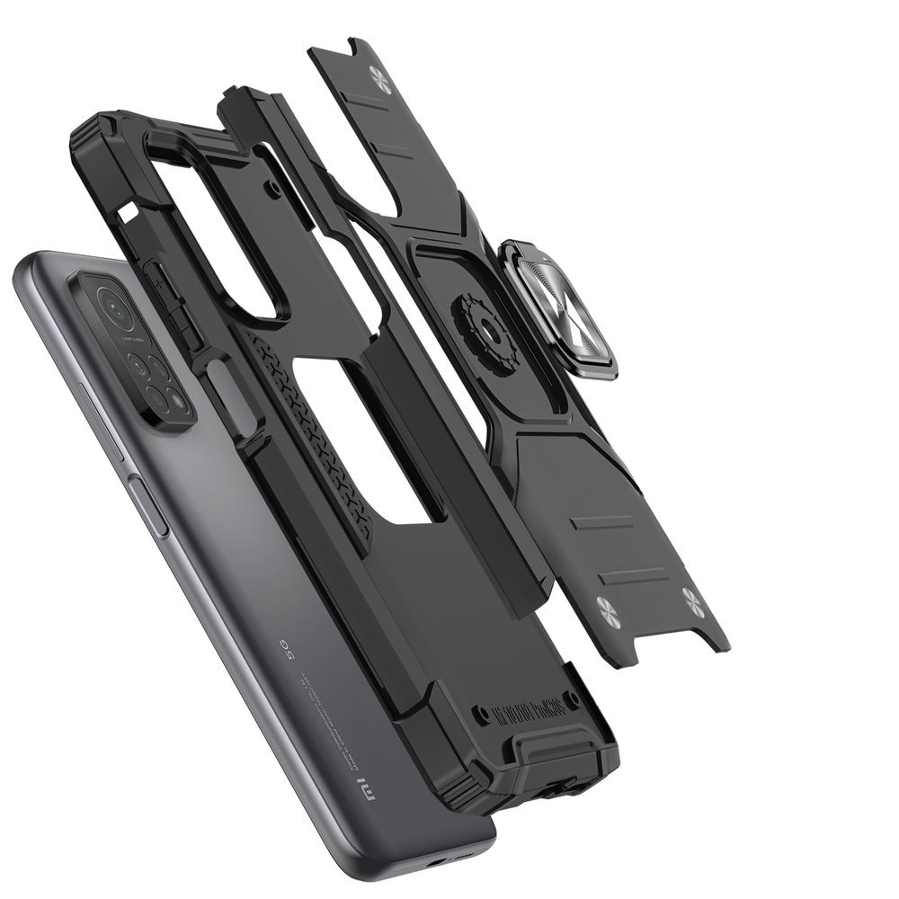 Wozinsky Ring Armor Case Kickstand Kova Rugged Cover for Samsung Galaxy A72 4G sininen