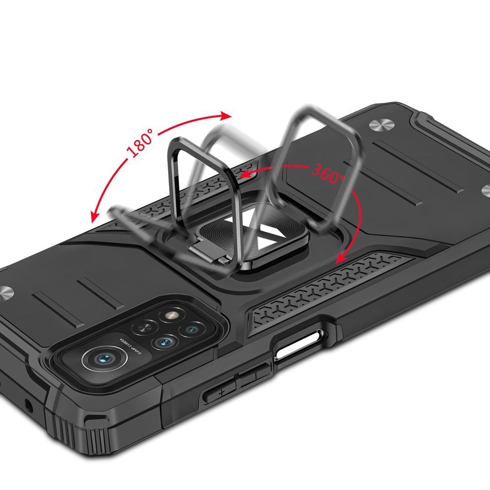 Wozinsky Ring Armor Case Kickstand Kova Rugged Cover for Samsung Galaxy A72 4G sininen