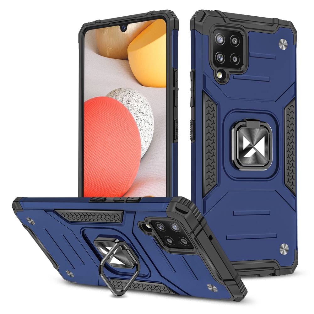 Wozinsky Ring Armor Case Kickstand Kova Rugged Cover for Samsung Galaxy A42 5G sininen sininen