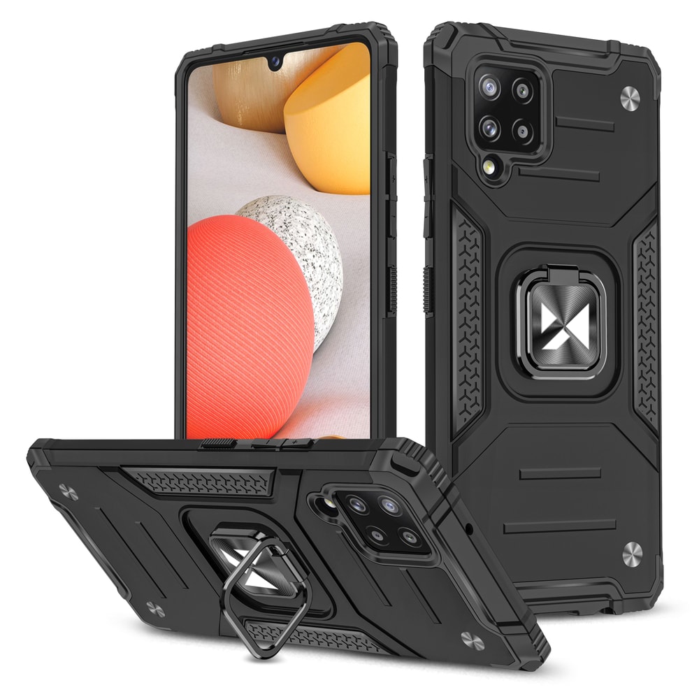 Wozinsky Ring Armor Case Kickstand Kova Rugged Cover for Samsung Galaxy A42 5G musta