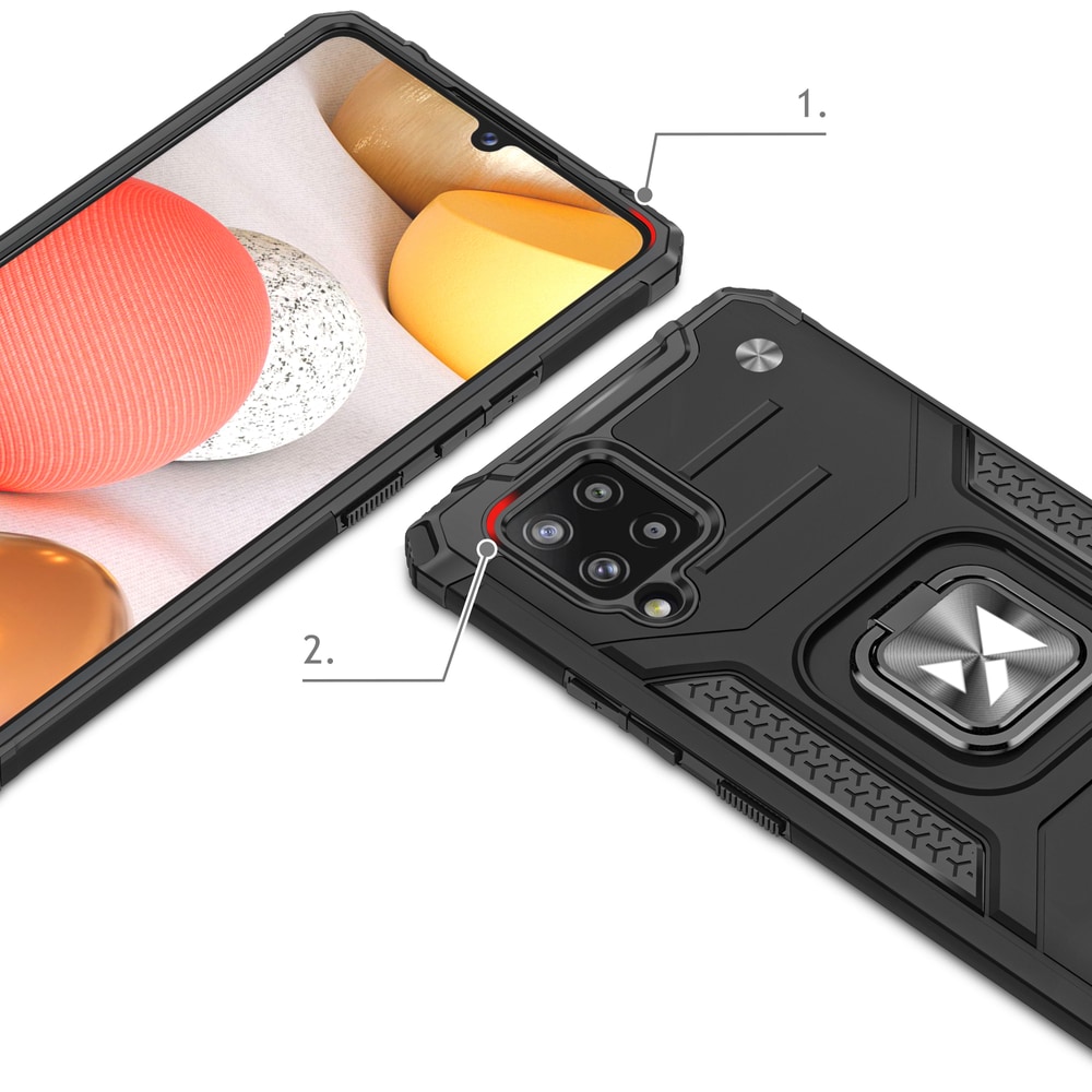 Wozinsky Ring Armor Case Kickstand Kova Rugged Cover for Samsung Galaxy A42 5G musta