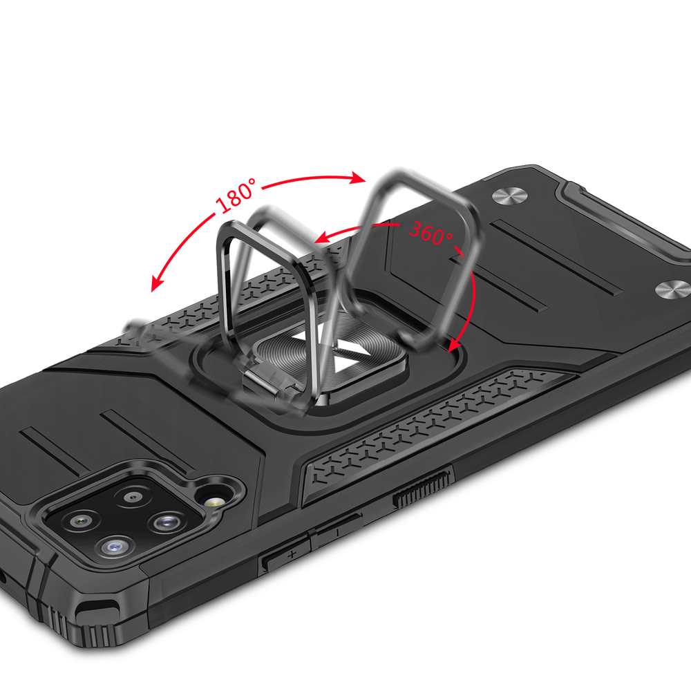 Wozinsky Ring Armor Case Kickstand Kova Rugged Cover for Samsung Galaxy A42 5G musta