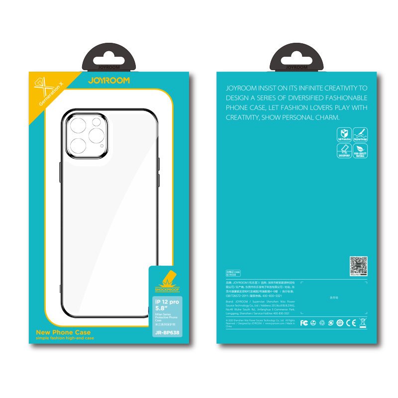 Joyroom Uusi Beauty Series ultra ohut kotelo galvanoitu kehys iPhone 12 Pro musta (JR-BP743)