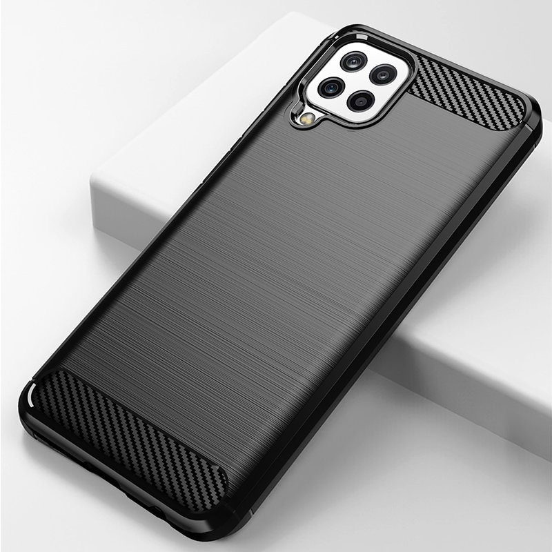 Carbon Case Joustava kansi TPU asia Samsung Galaxy A22 4G musta