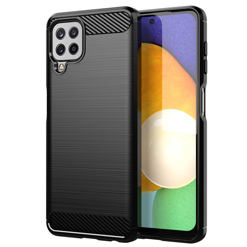 Carbon Case Joustava kansi TPU asia Samsung Galaxy A22 4G musta