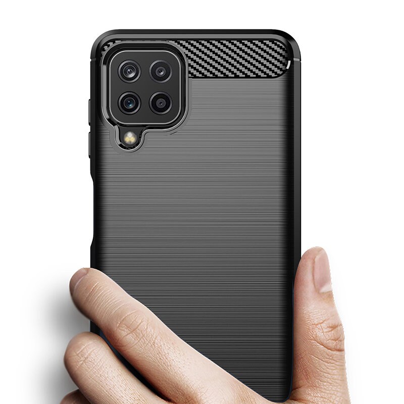 Carbon Case Joustava kansi TPU asia Samsung Galaxy A22 4G musta