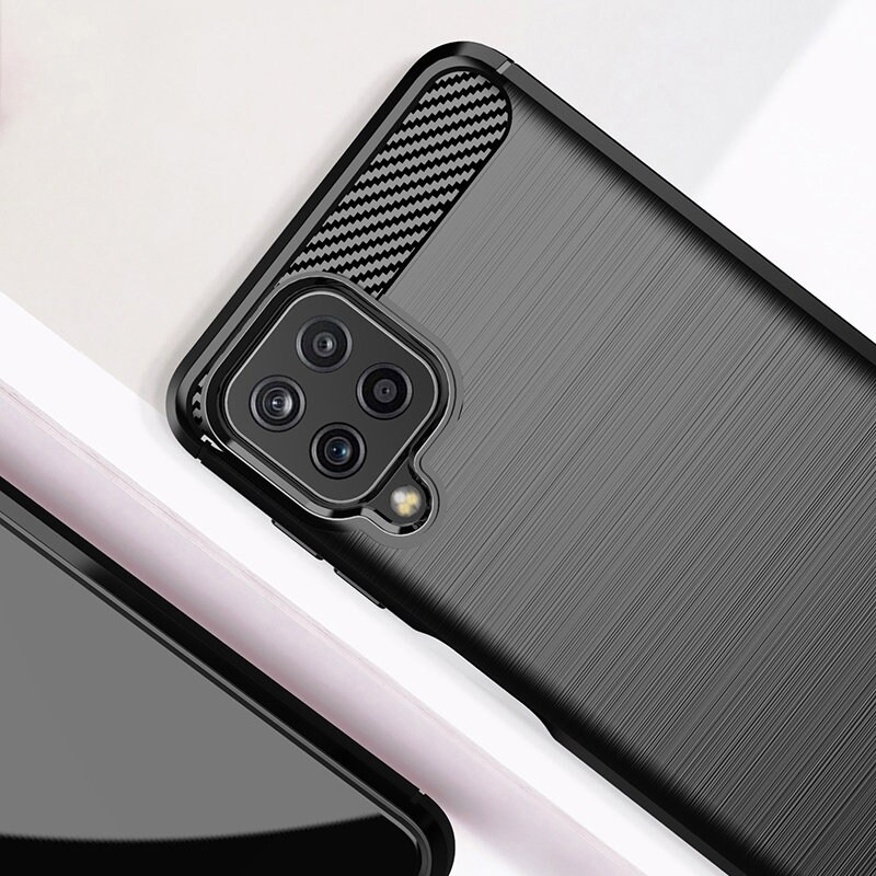 Carbon Case Joustava kansi TPU asia Samsung Galaxy A22 4G musta