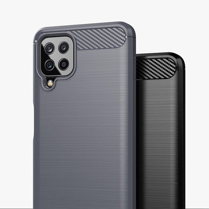 Carbon Case Joustava kansi TPU asia Samsung Galaxy A22 4G musta