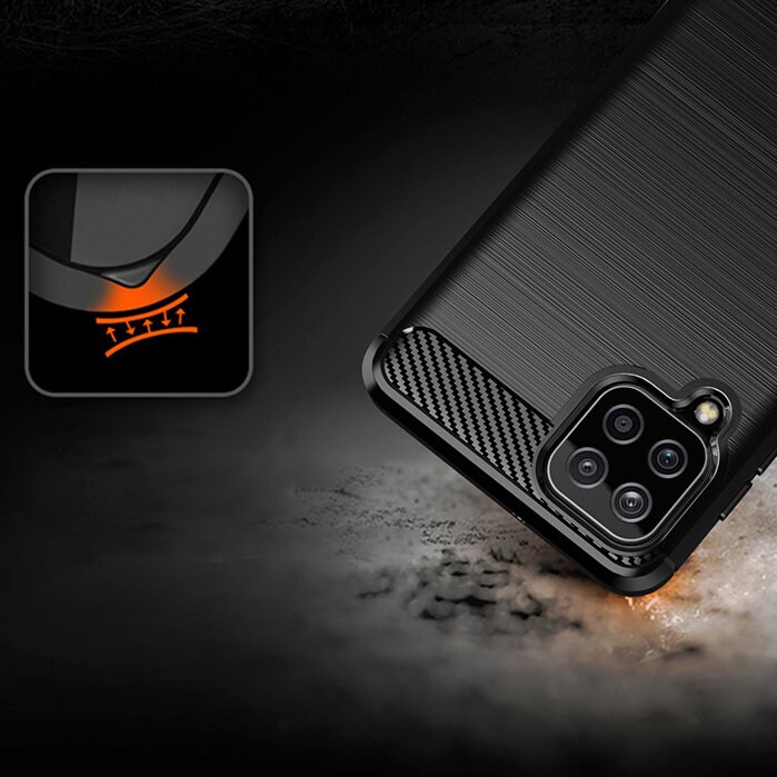 Carbon Case Joustava kansi TPU asia Samsung Galaxy A22 4G musta
