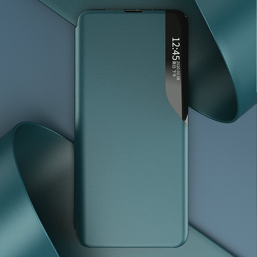 Eco Nahka View Case kirjahylly tyylillä kickstand Samsung Galaxy A22 4G, sininen