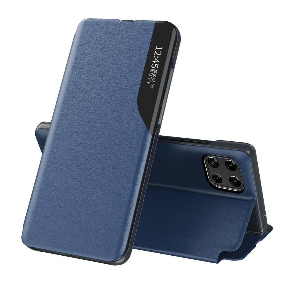 Eco Nahka View Case kirjahylly tyylillä kickstand Samsung Galaxy A22 4G, sininen
