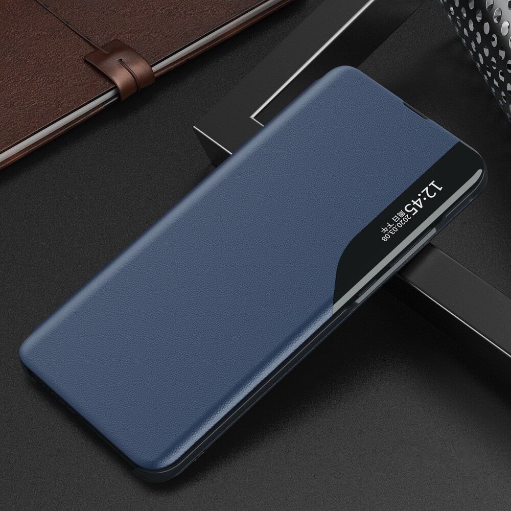 Eco Nahka View Case kirjahylly tyylillä kickstand Samsung Galaxy A22 4G, sininen