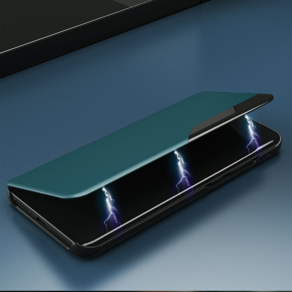 Eco Nahka View Case kirjahylly tyylillä kickstand Samsung Galaxy A22 4G, sininen