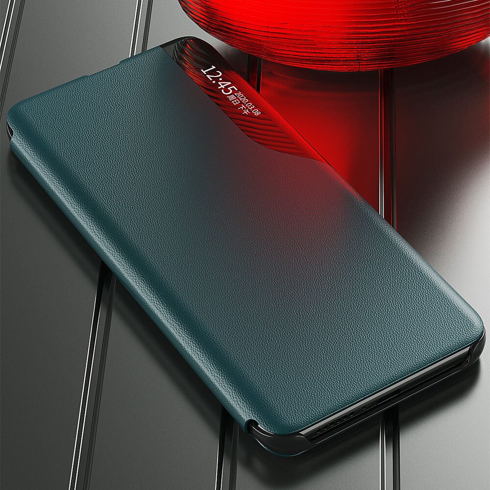 Eco Nahka View Case kirjahylly tyylillä kickstand Samsung Galaxy A22 4G, sininen