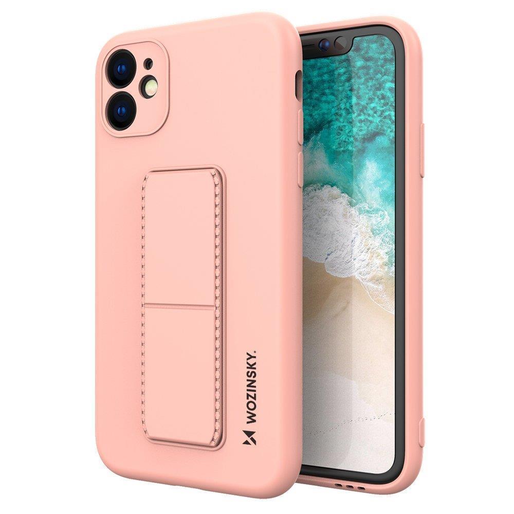 Wozinsky Kickstand Case silikoni kotelo jalustalla Samsung Galaxy A22 4G vaaleanpunainen