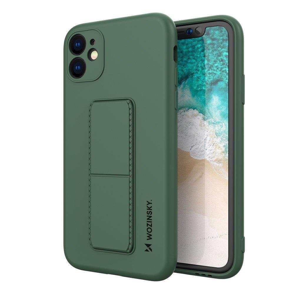 Wozinsky Kickstand Case silikoni kotelo jalustalla Samsung Galaxy A72 4G tummanvihreä