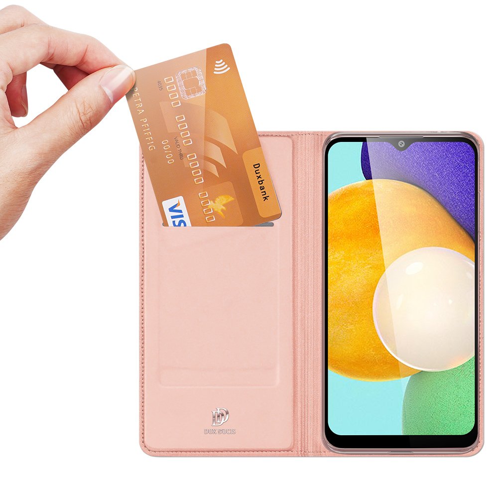 Dux Ducis Skin Pro kirjahylly tyyppi tapauksessa Samsung Galaxy A03s vaaleanpunainen