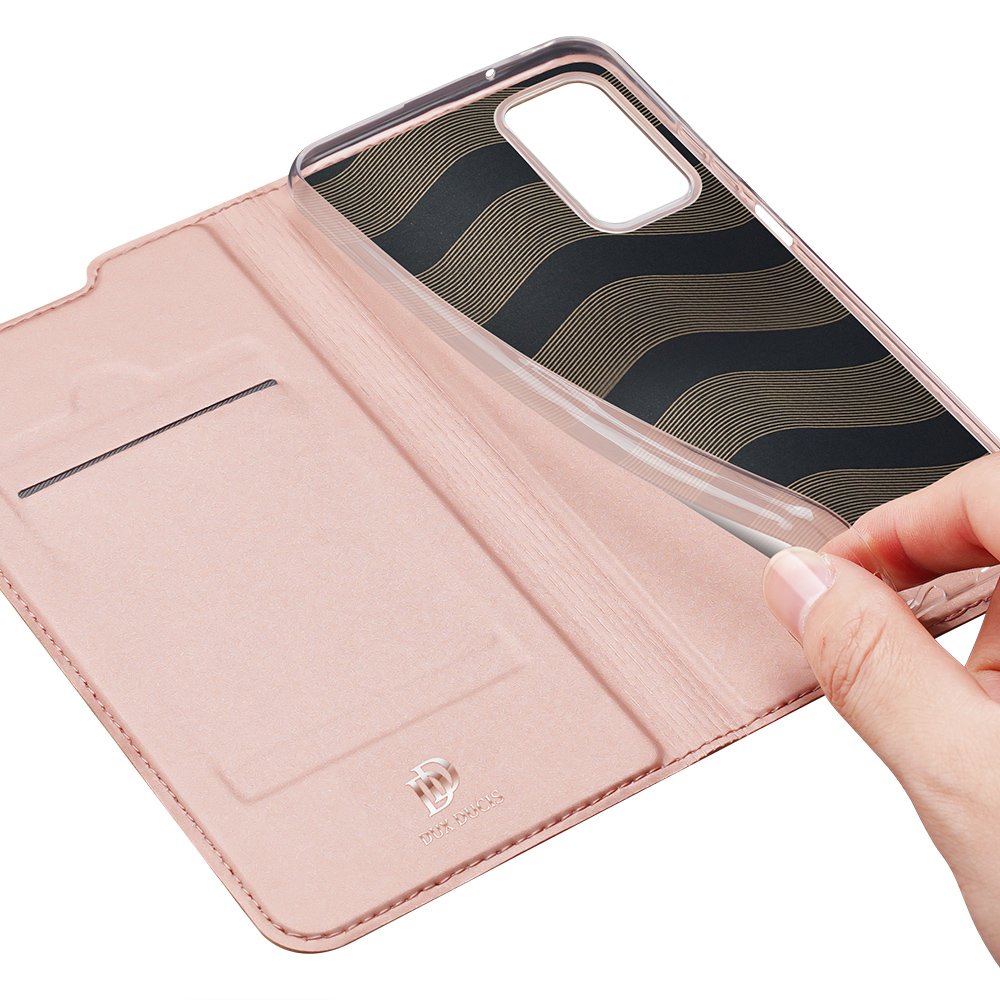 Dux Ducis Skin Pro kirjahylly tyyppi tapauksessa Samsung Galaxy A03s vaaleanpunainen