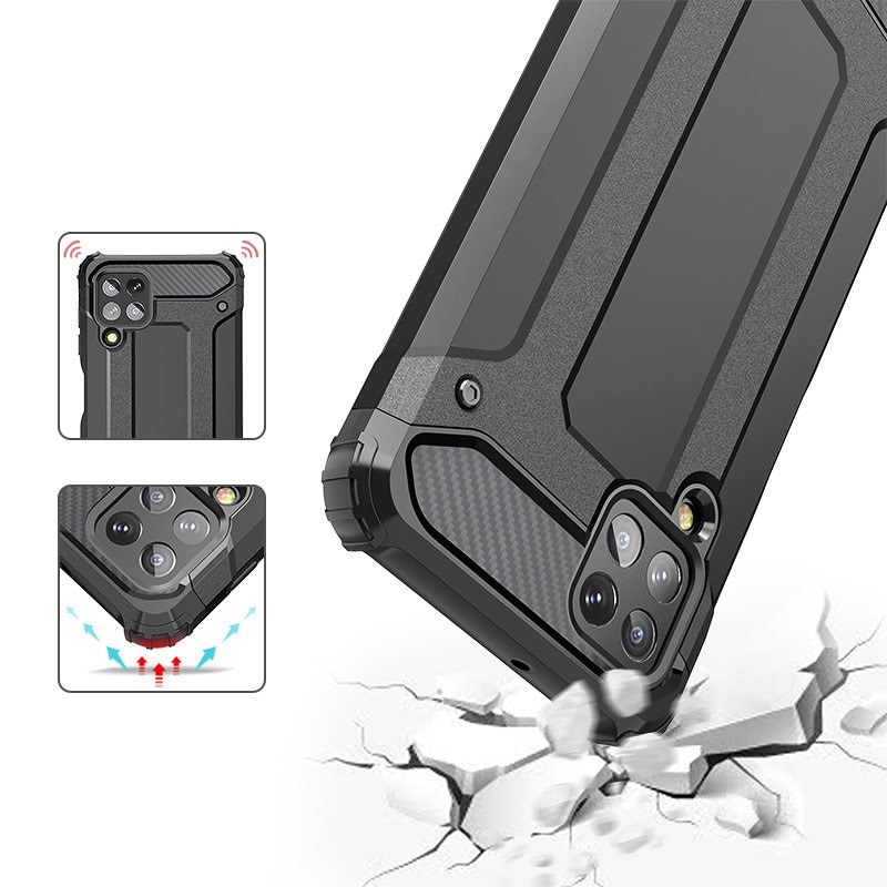 Hybrid Armor Case Kova kestävä suojus Samsung Galaxy A22 4G hopea hopea