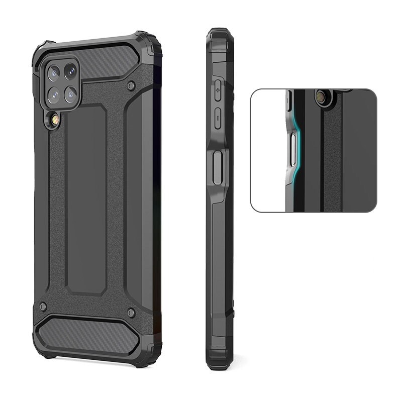 Hybrid Armor Case Kova kestävä suojus Samsung Galaxy A22 4G hopea hopea