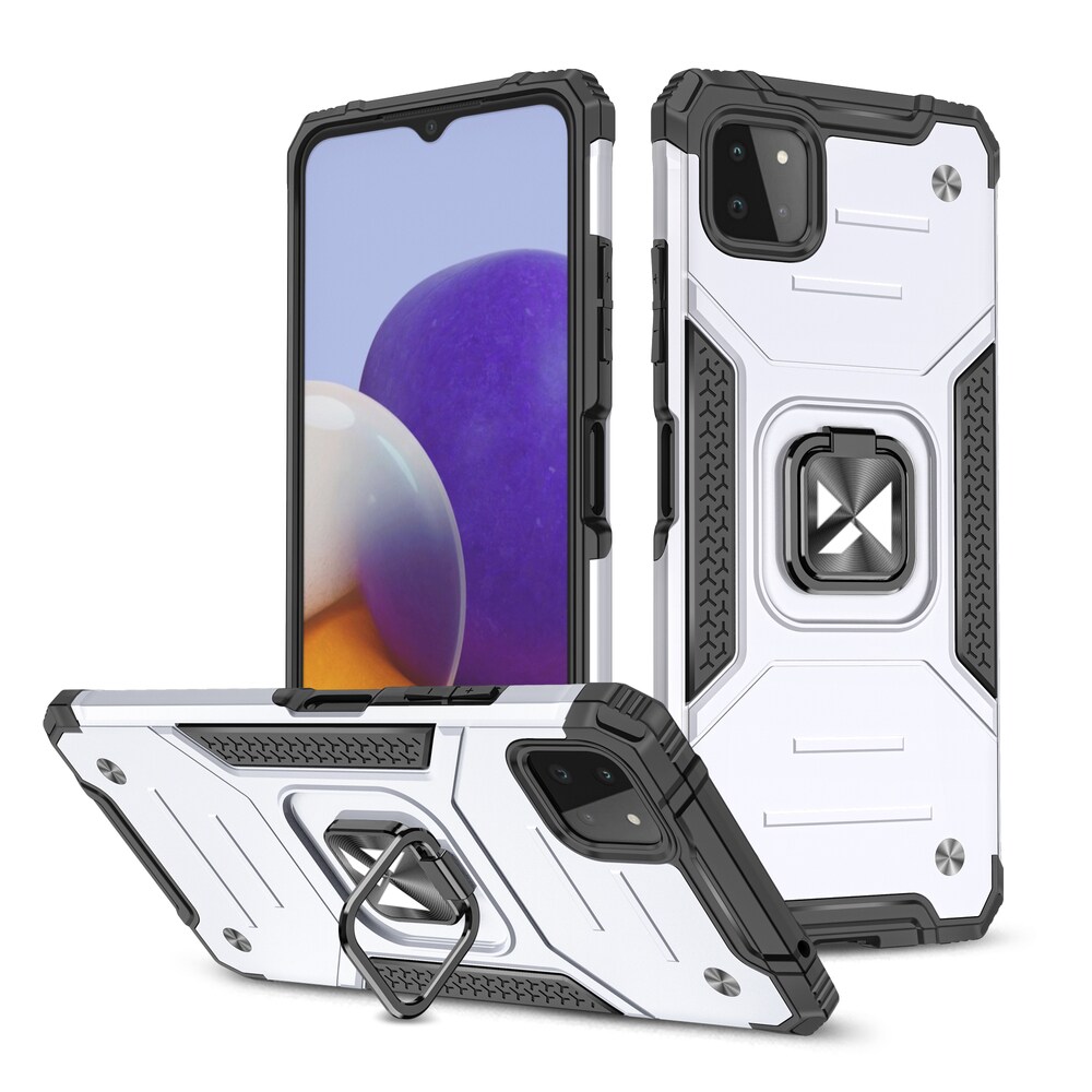 Wozinsky Ring Armor Case Kickstand Kova Rugged Cover for Samsung Galaxy A22 4G hopeinen