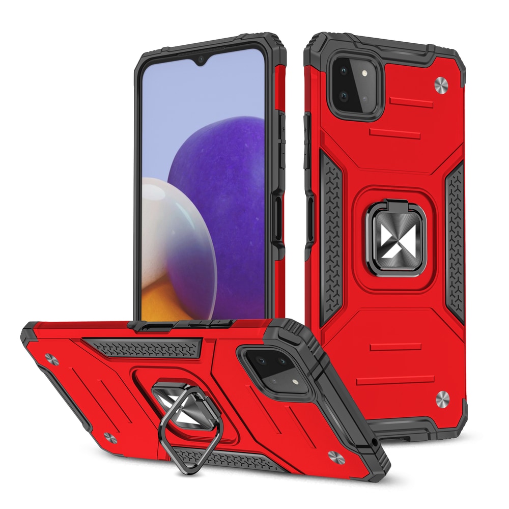 Wozinsky Ring Armor Case Kickstand Kova Rugged Cover for Samsung Galaxy A22 4G punainen