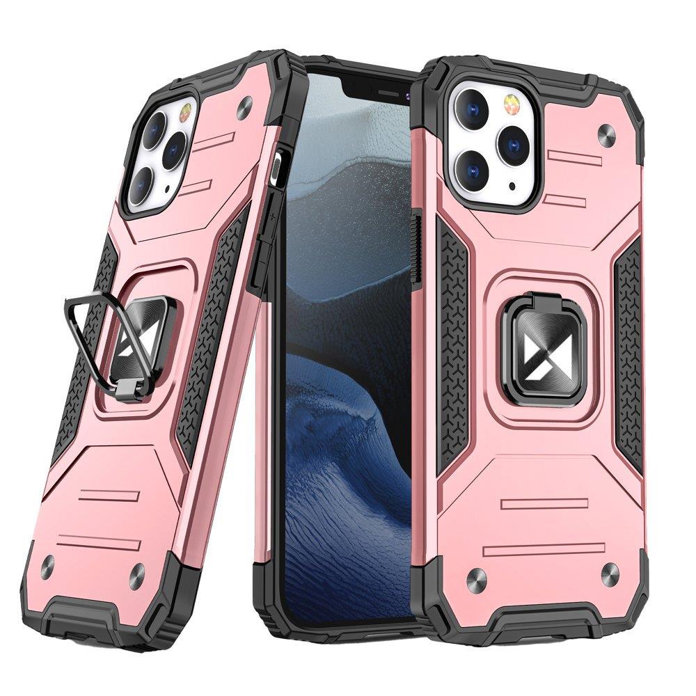 Wozinsky Ring Armor Case Kickstand Kova Rugged Cover for iPhone 13 mini ruusu