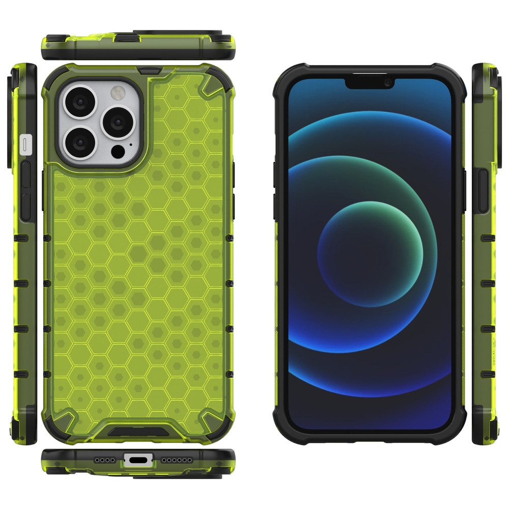 Honeycomb Asia panssari kansi TPU puskuri iPhone 13 Pro Max vihreä