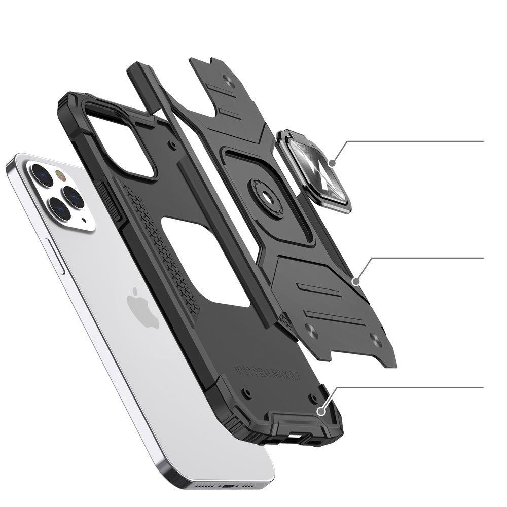 Wozinsky Ring Armor Case Kickstand Kova Rugged Cover for iPhone 13 ruusukultaa