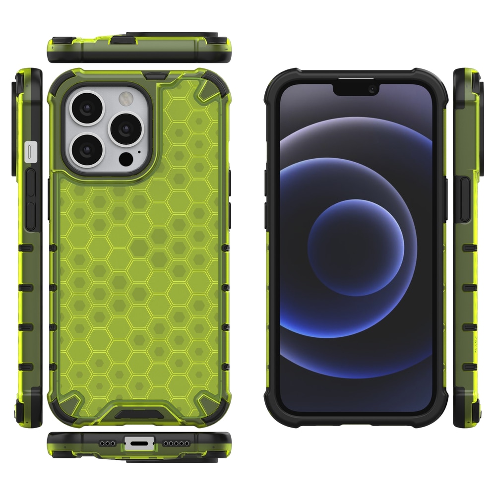 Honeycomb Asia panssari kansi TPU puskuri iPhone 13 Pro vihreä