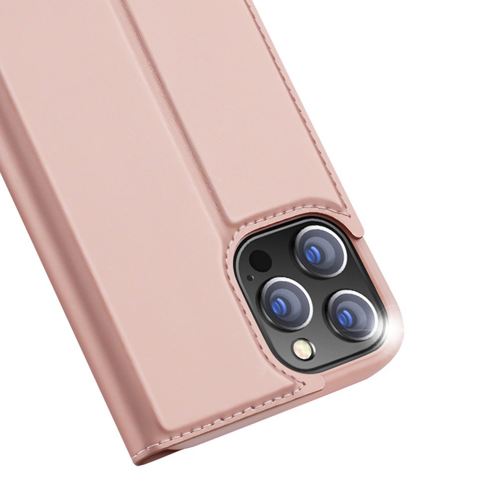 Dux Ducis Skin Pro Kirjahylly tyyppi tapauksessa iPhone 13 Pro vaaleanpunainen
