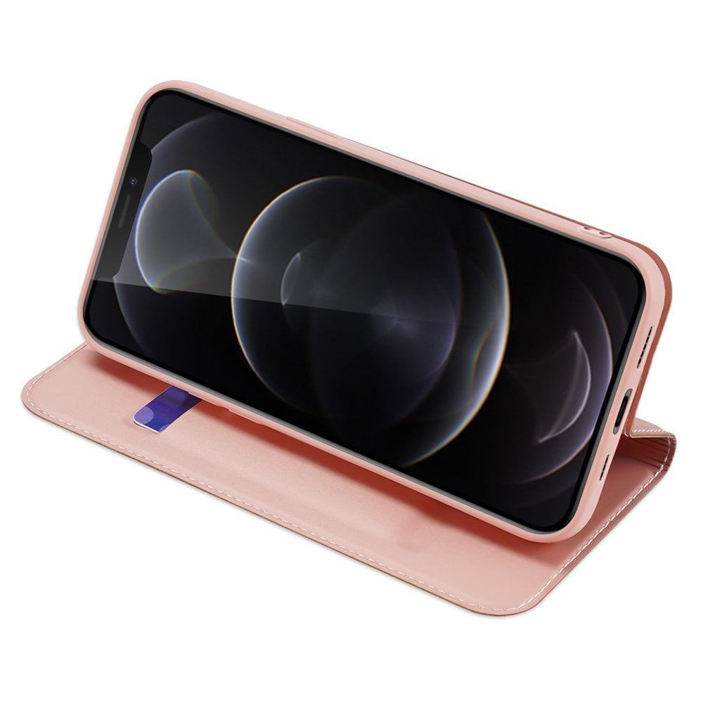 Dux Ducis Skin Pro Kirjahylly tyyppi tapauksessa iPhone 13 Pro vaaleanpunainen