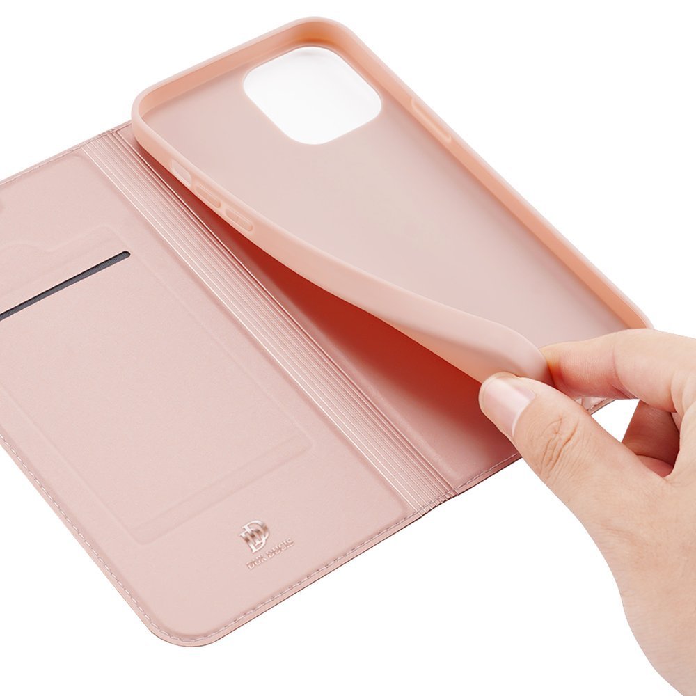 Dux Ducis Skin Pro Kirjahylly tyyppi tapauksessa iPhone 13 Pro vaaleanpunainen
