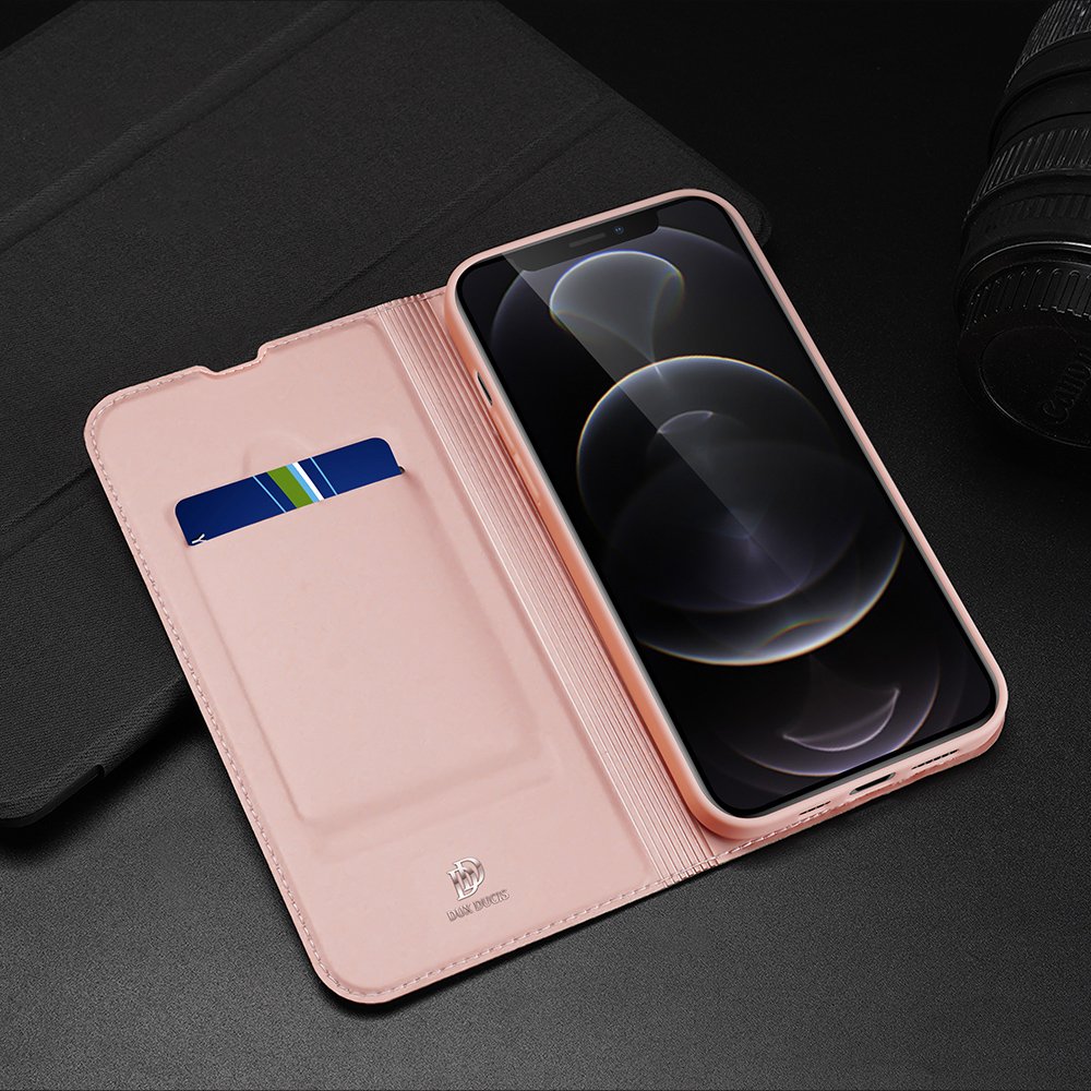 Dux Ducis Skin Pro Kirjahylly tyyppi tapauksessa iPhone 13 Pro Max kultainen kultainen