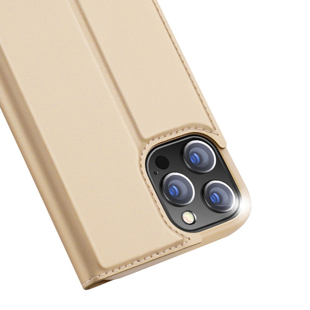 Dux Ducis Skin Pro Kirjahylly tyyppi tapauksessa iPhone 13 Pro Max kultainen kultainen