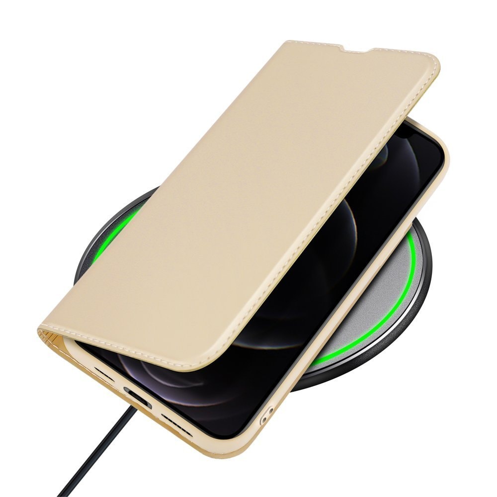 Dux Ducis Skin Pro Kirjahylly tyyppi tapauksessa iPhone 13 Pro Max kultainen kultainen