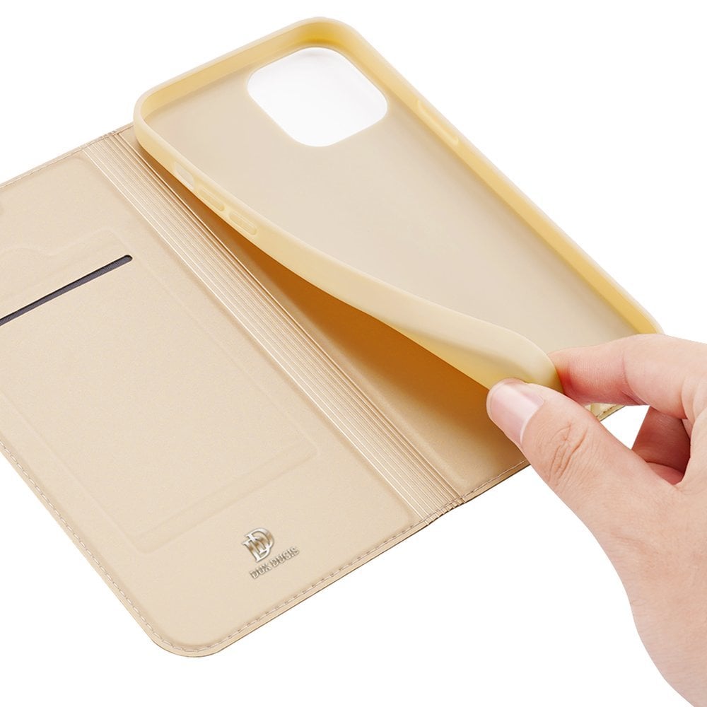 Dux Ducis Skin Pro Kirjahylly tyyppi tapauksessa iPhone 13 Pro Max kultainen kultainen