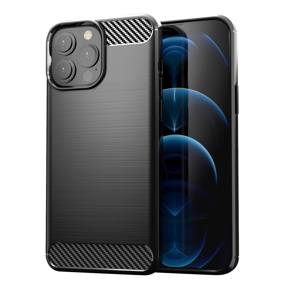 Carbon Case Joustava kansi TPU asia iPhone 13 Pro Max musta