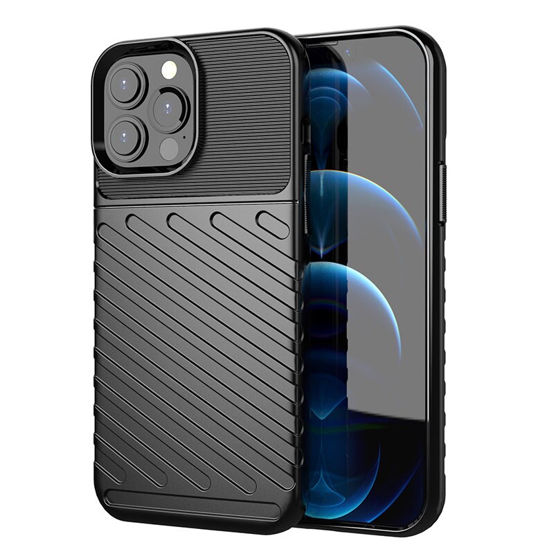 Thunder Case Joustava Kova Rugged Cover TPU Case for iPhone 13 Pro Max musta